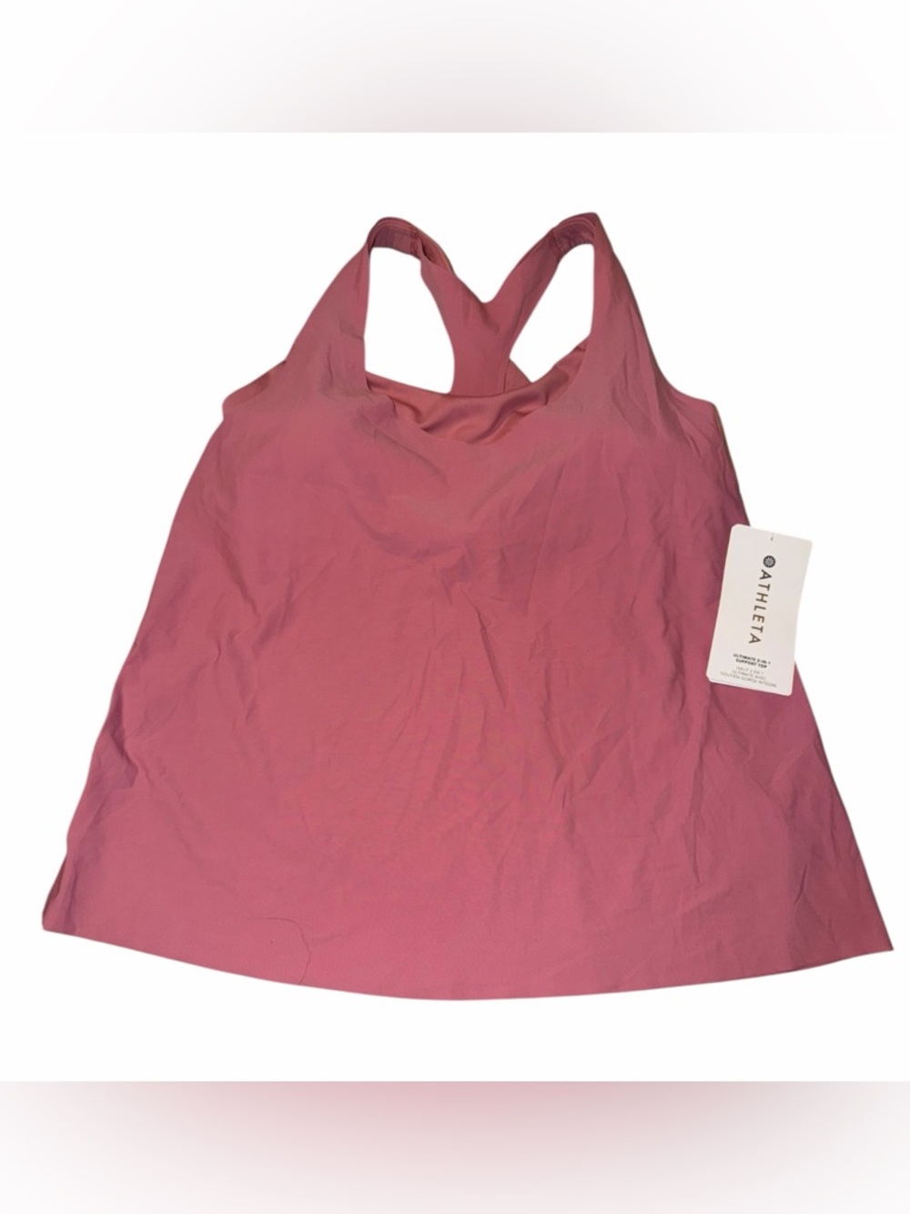 Athleta Rose Pink Racerback Tank attached sports bra